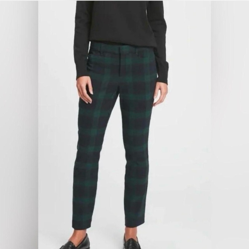 Gap Woman’s Plaid Navy Green Mid Waist Signature Ankle  Pants Size 14 NWT